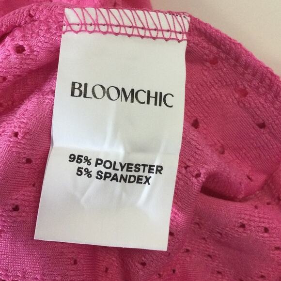 BLOOMCHIC 18-20 2X plus pink V Neck Short Sleeve lace shirt top blouse NWT 0B18 - Picture 6 of 6